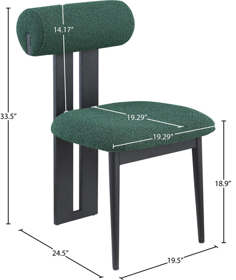 Damon Green Boucle Fabric Dining Chair C