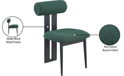 Damon Green Boucle Fabric Dining Chair C