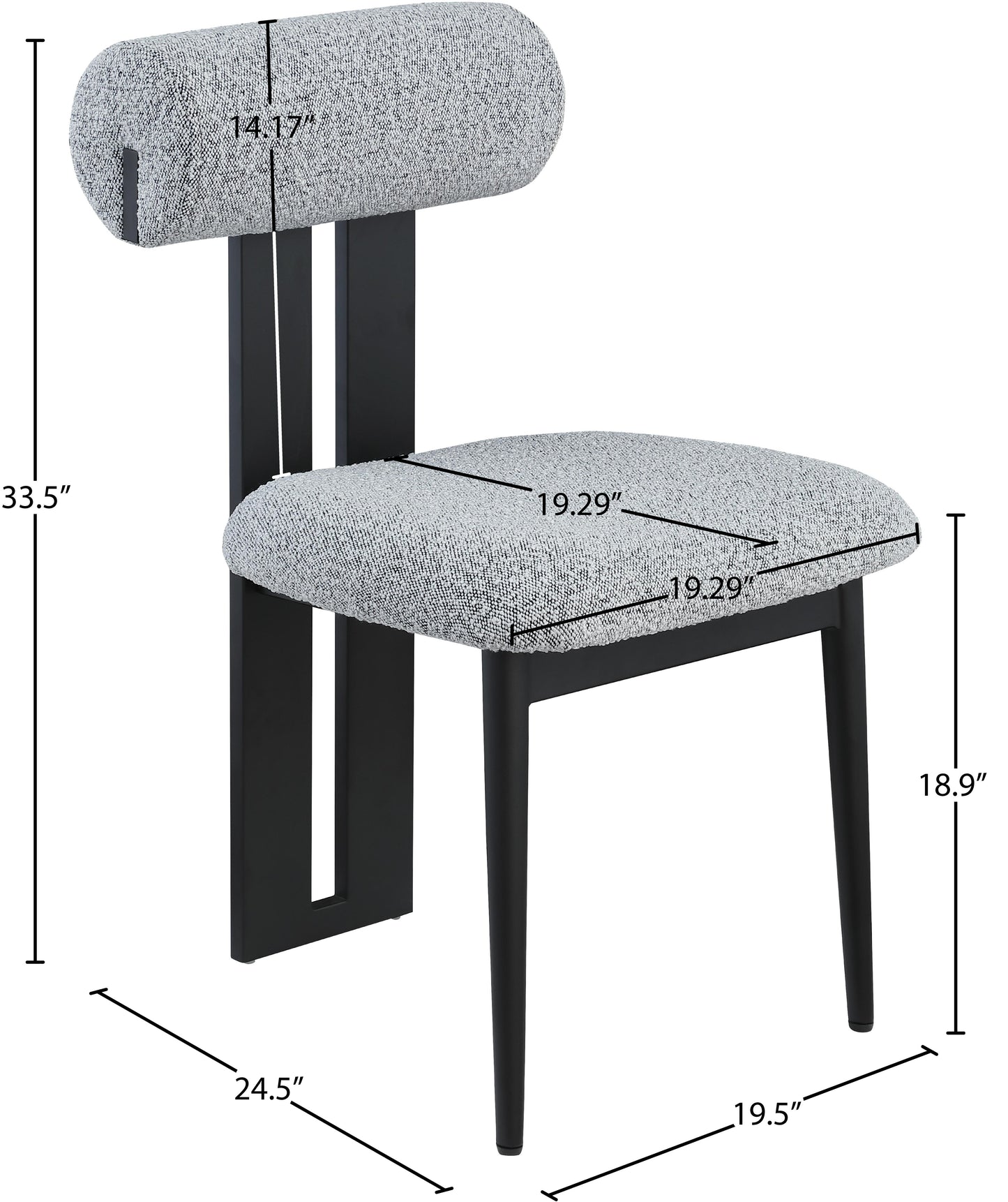 damon grey boucle fabric dining chair c