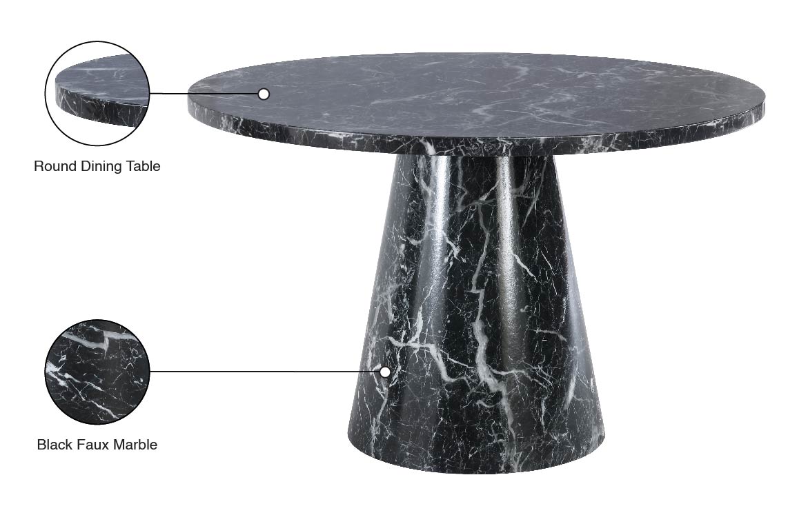 nicola black faux marble dining table t