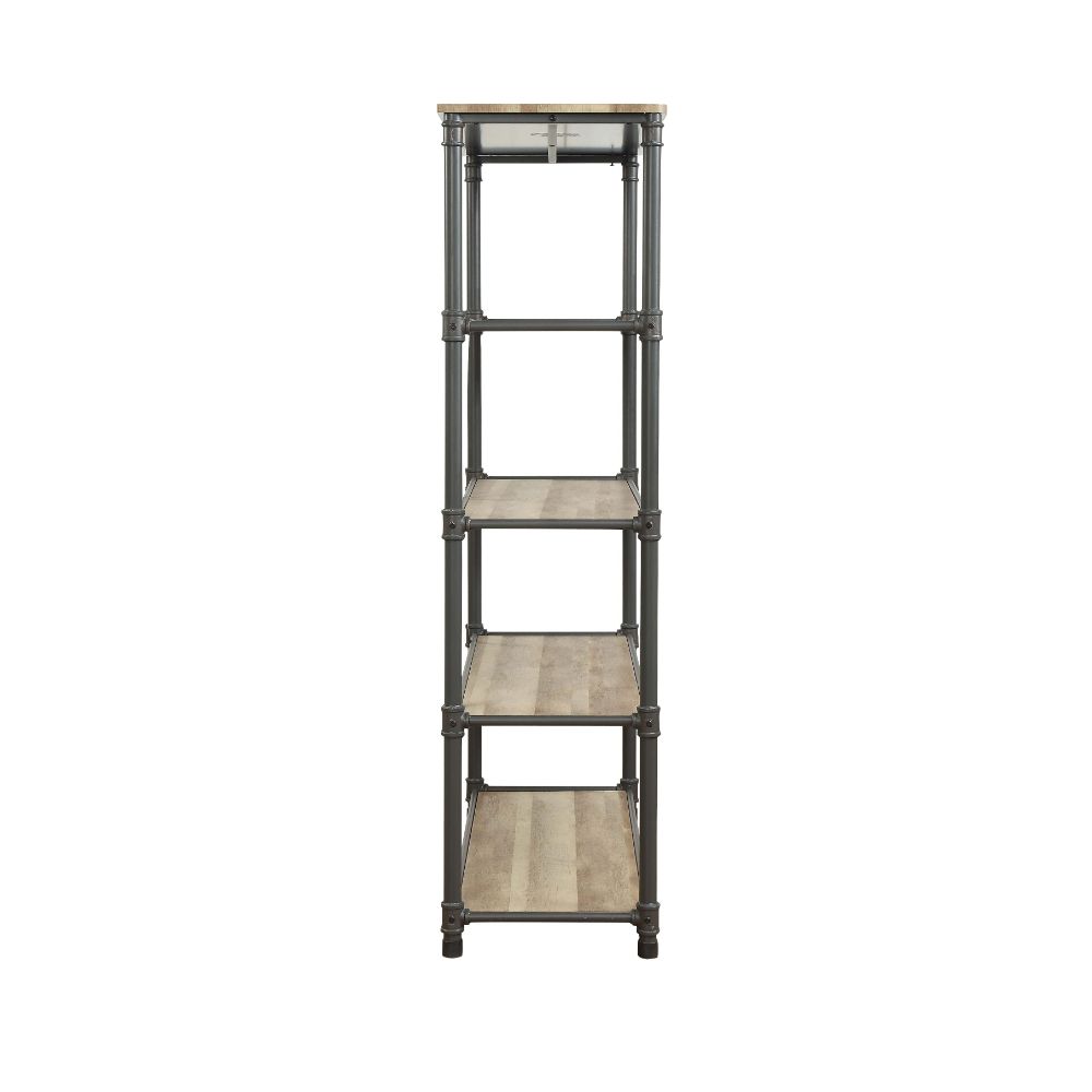 kenda bookshelf, antique oak & sandy gray finish