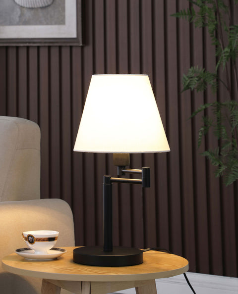 Aviano 20-inch Empire Shade Swing Arm Table Lamp BlackMatte Black