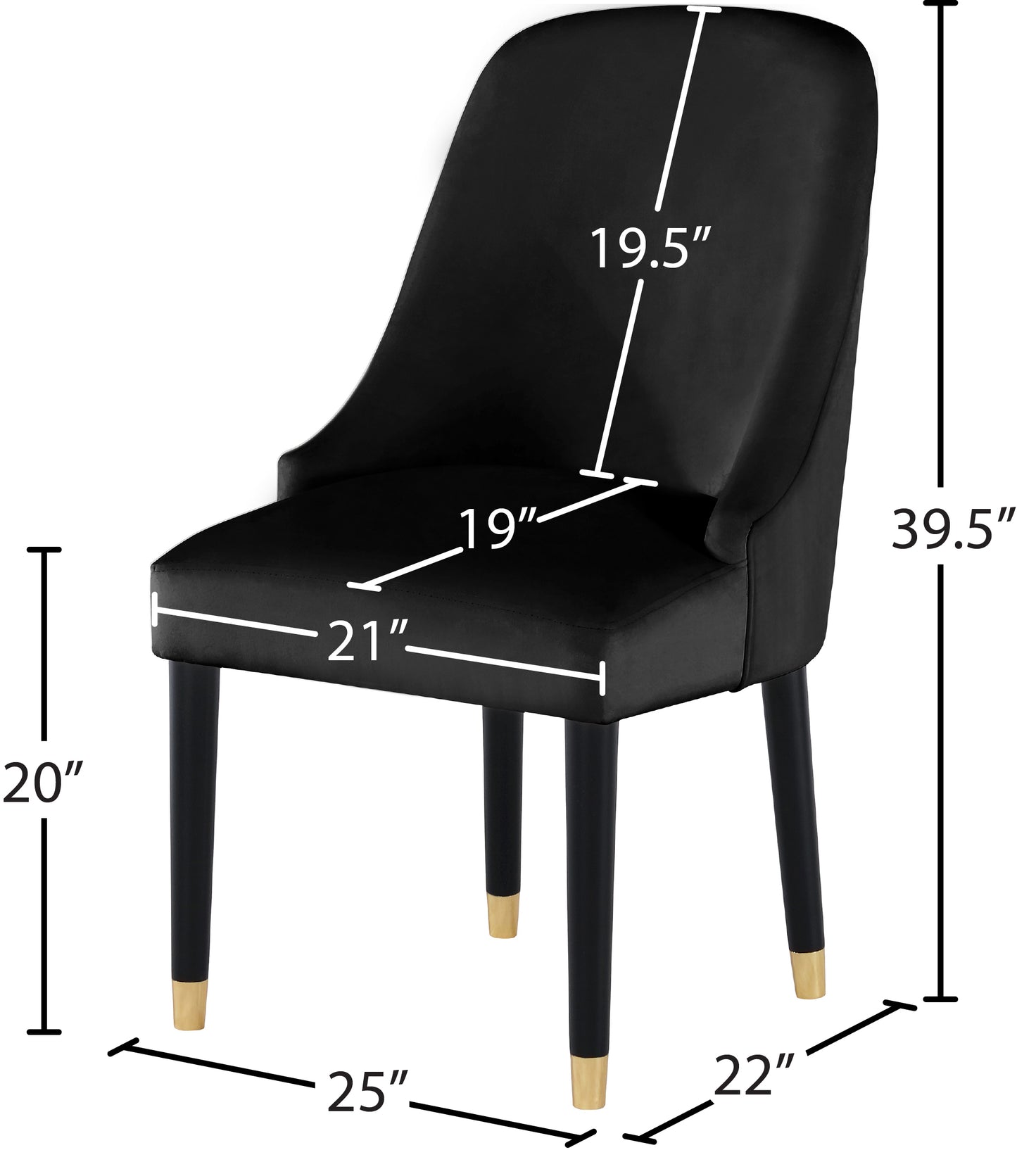 nicola black velvet dining chair c