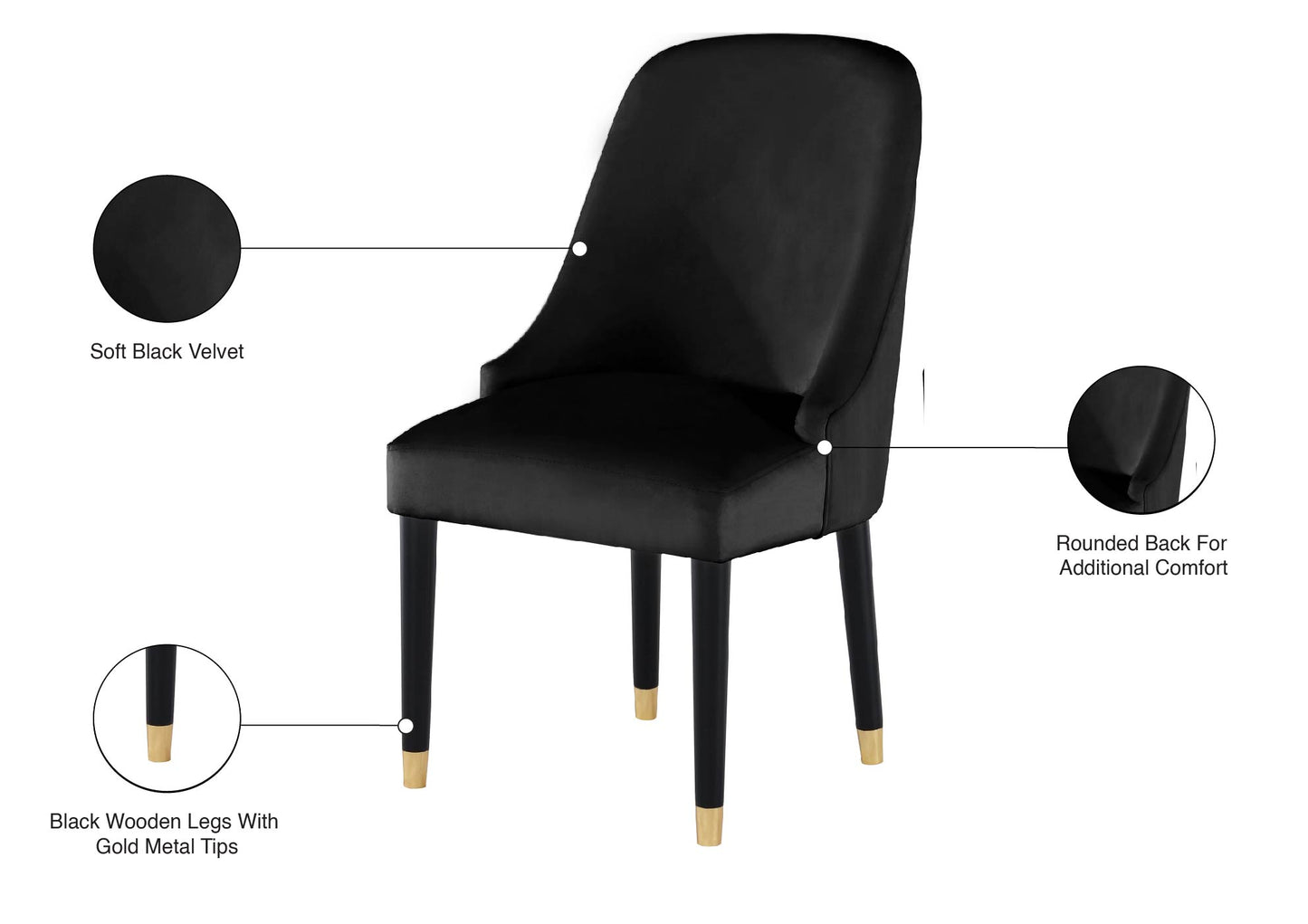 nicola black velvet dining chair c