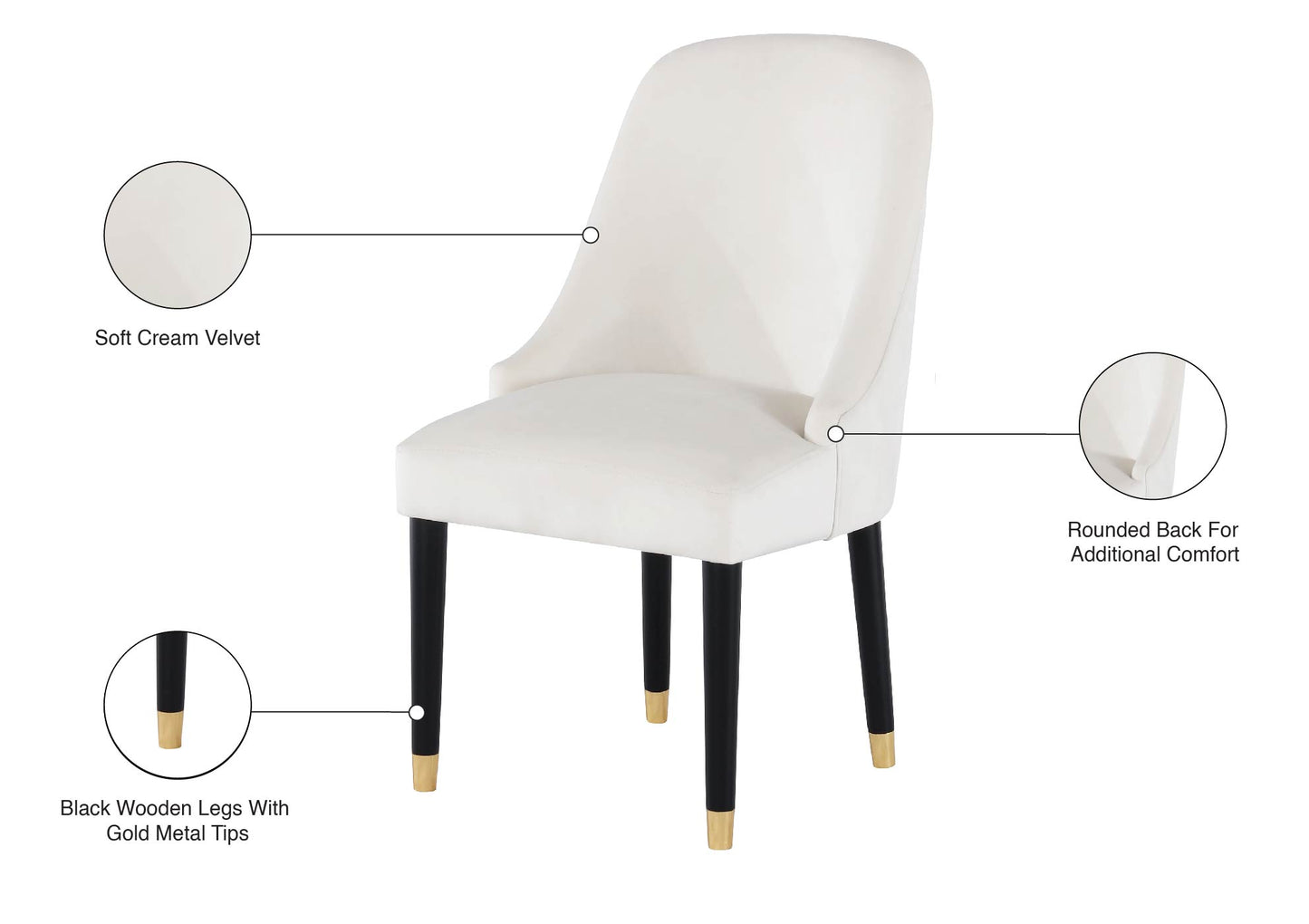 nicola cream velvet dining chair c