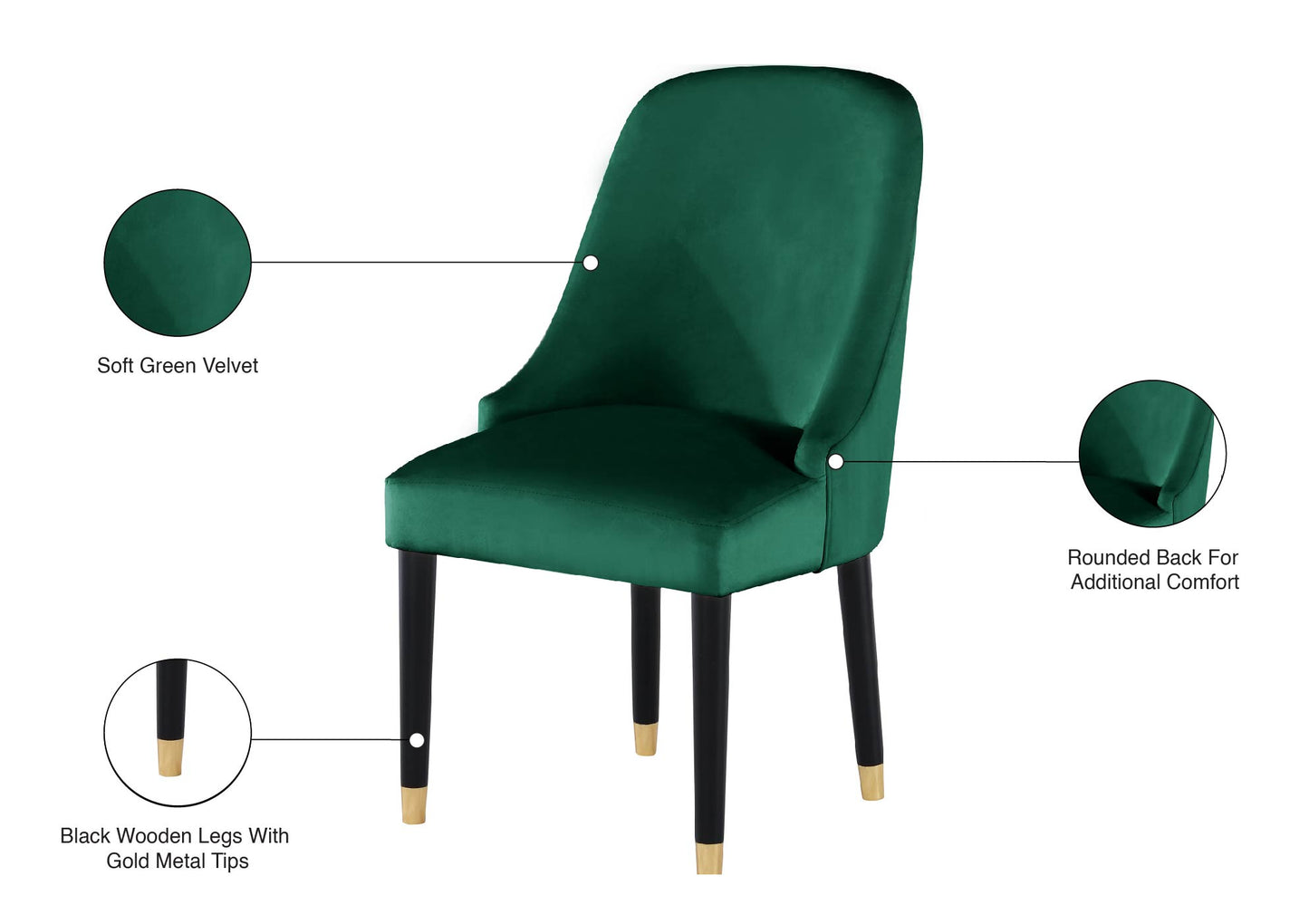 nicola green velvet dining chair c