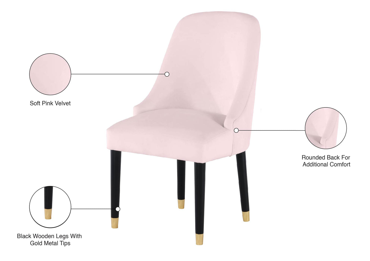 nicola pink velvet dining chair c