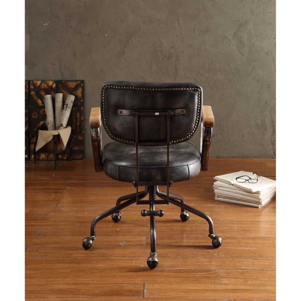 kolen office chair, vintage black top grain leather