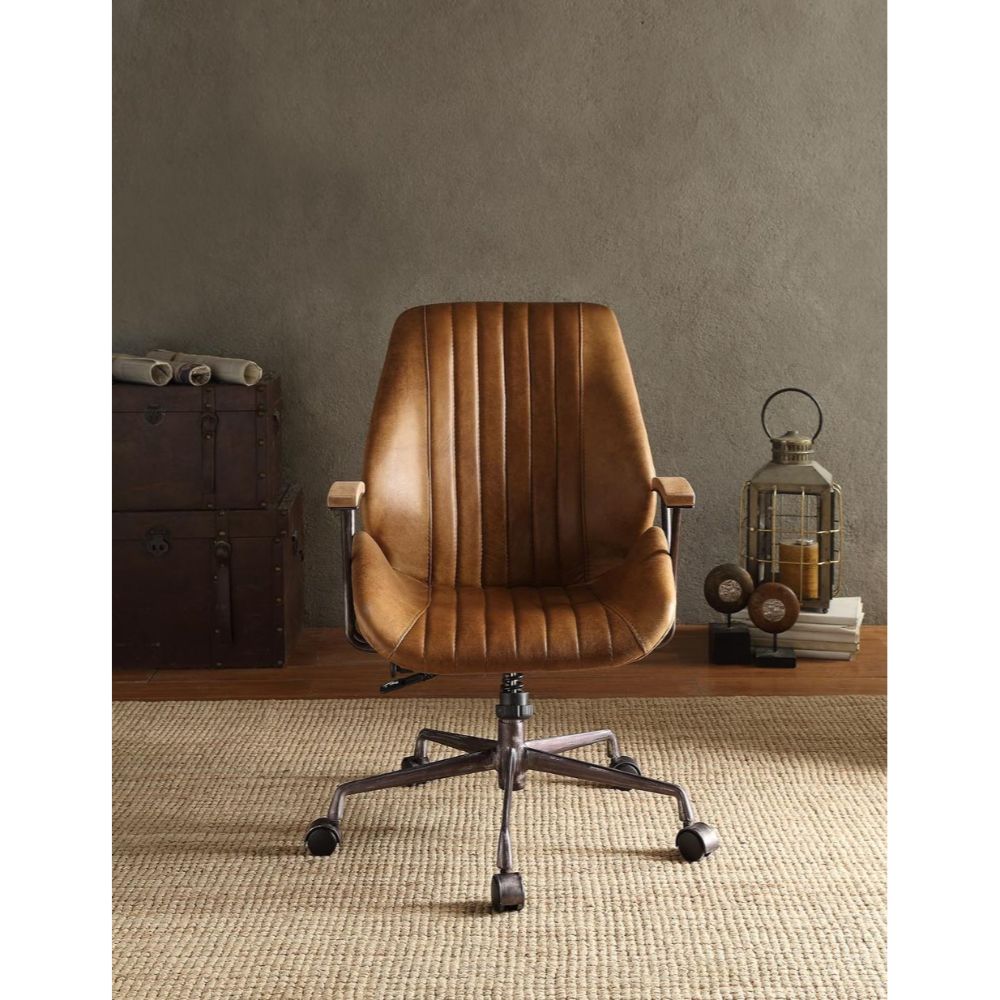 kolin office chair, coffee top grain leather