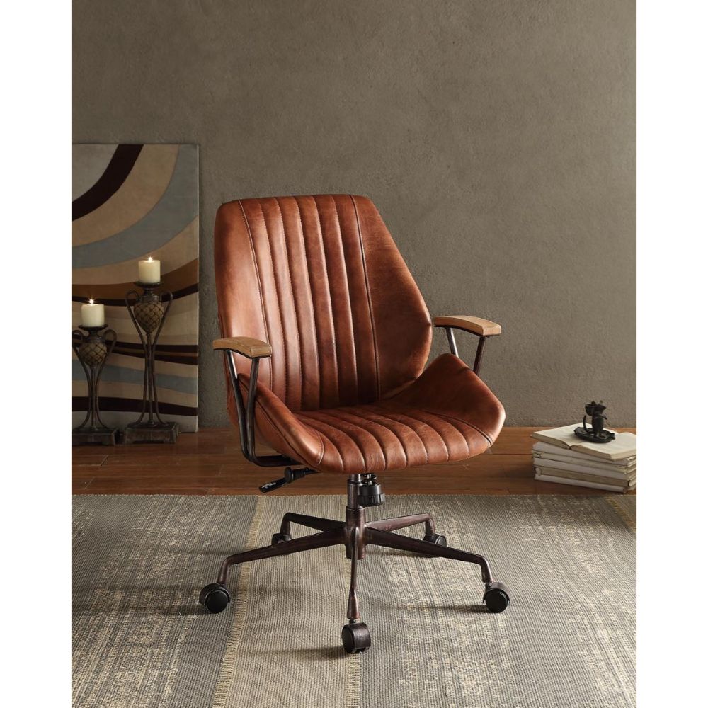 kolin office chair, cocoa top grain leather