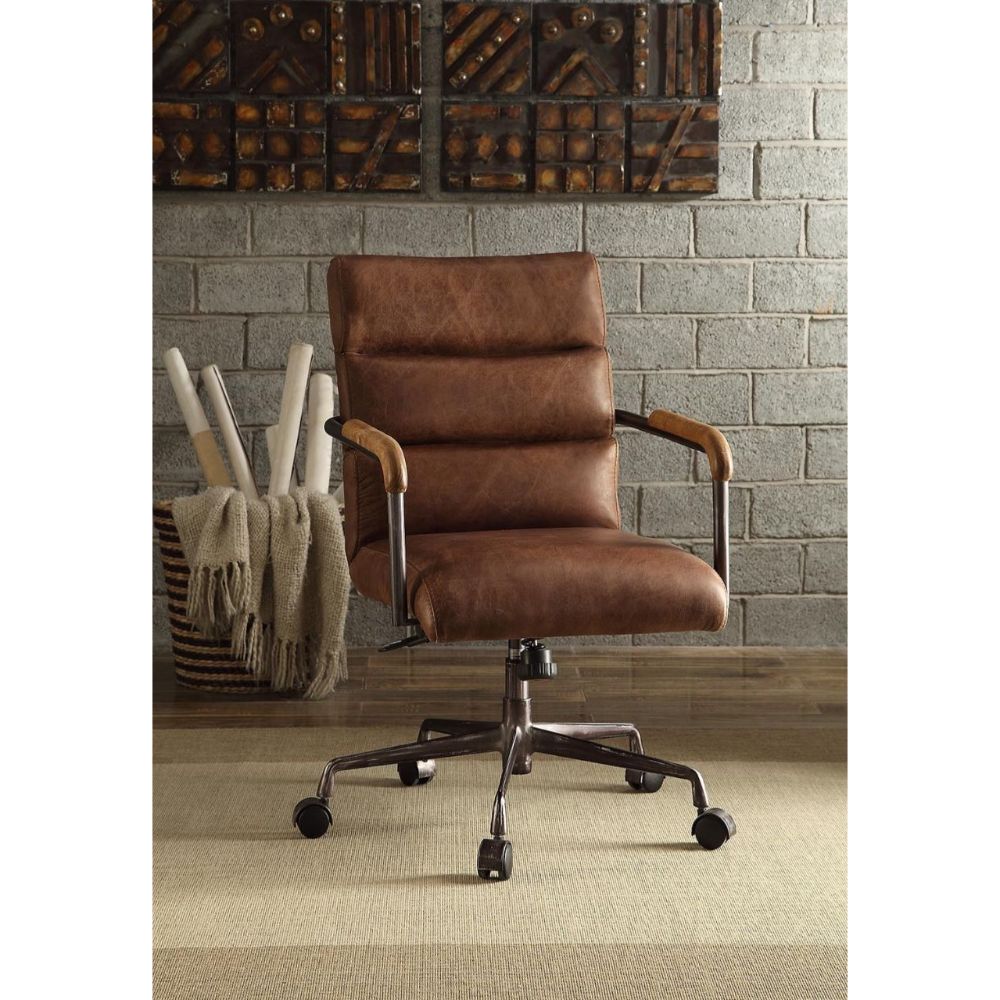 konane office chair, retro brown top grain leather