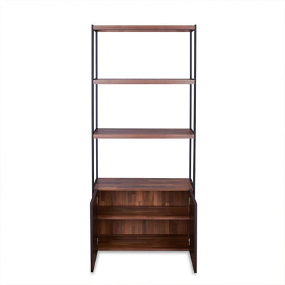 Lacole Bookshelf, Walnut & Sandy Black Finish