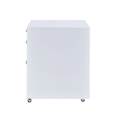 Hewett File Cabinet, White High Gloss & Chrome Finish