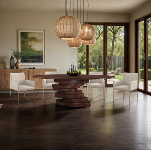 Celeste 90" Brown Ash Veneer Dining Table, 1 Piece