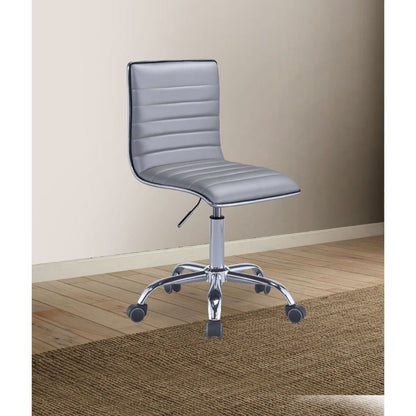 Lakelyn Office Chair, Silver Synthetic Leather & Chrome Finish