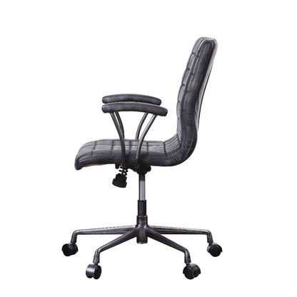 Lanton Office Chair, Vintage Black Top Grain Leather & Aluminum