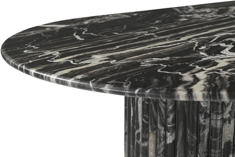 Blaire 87" Black Genuine Marble Dining Table, 1 Piece