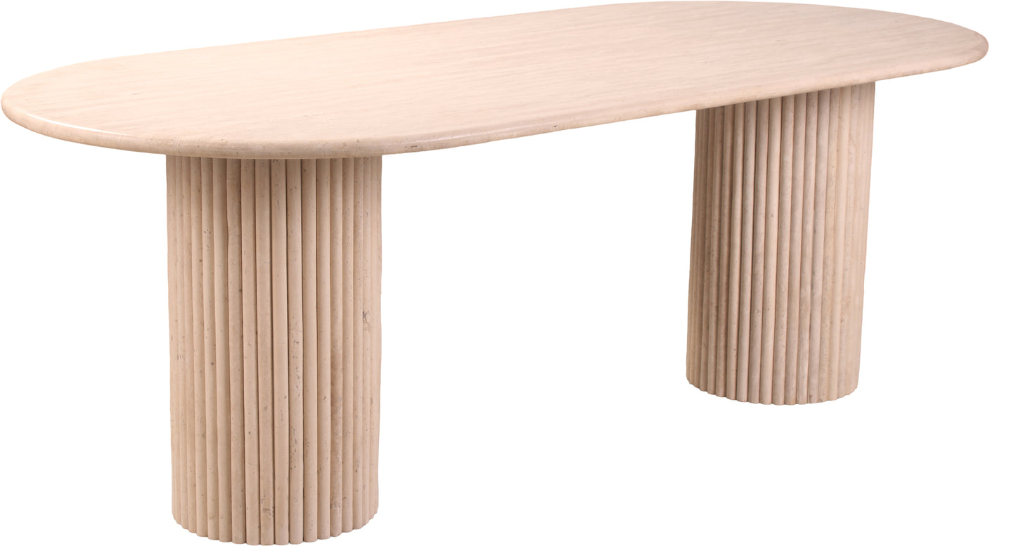 starburst beige travertine dining table (3 boxes)