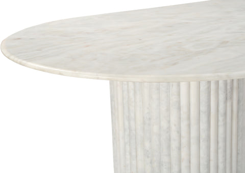 Blaire 87" White Genuine Marble Dining Table, 1 Piece