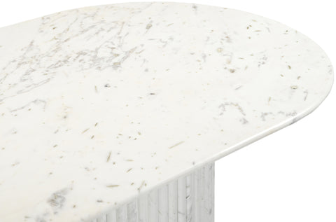 Blaire 87" White Genuine Marble Dining Table, 1 Piece