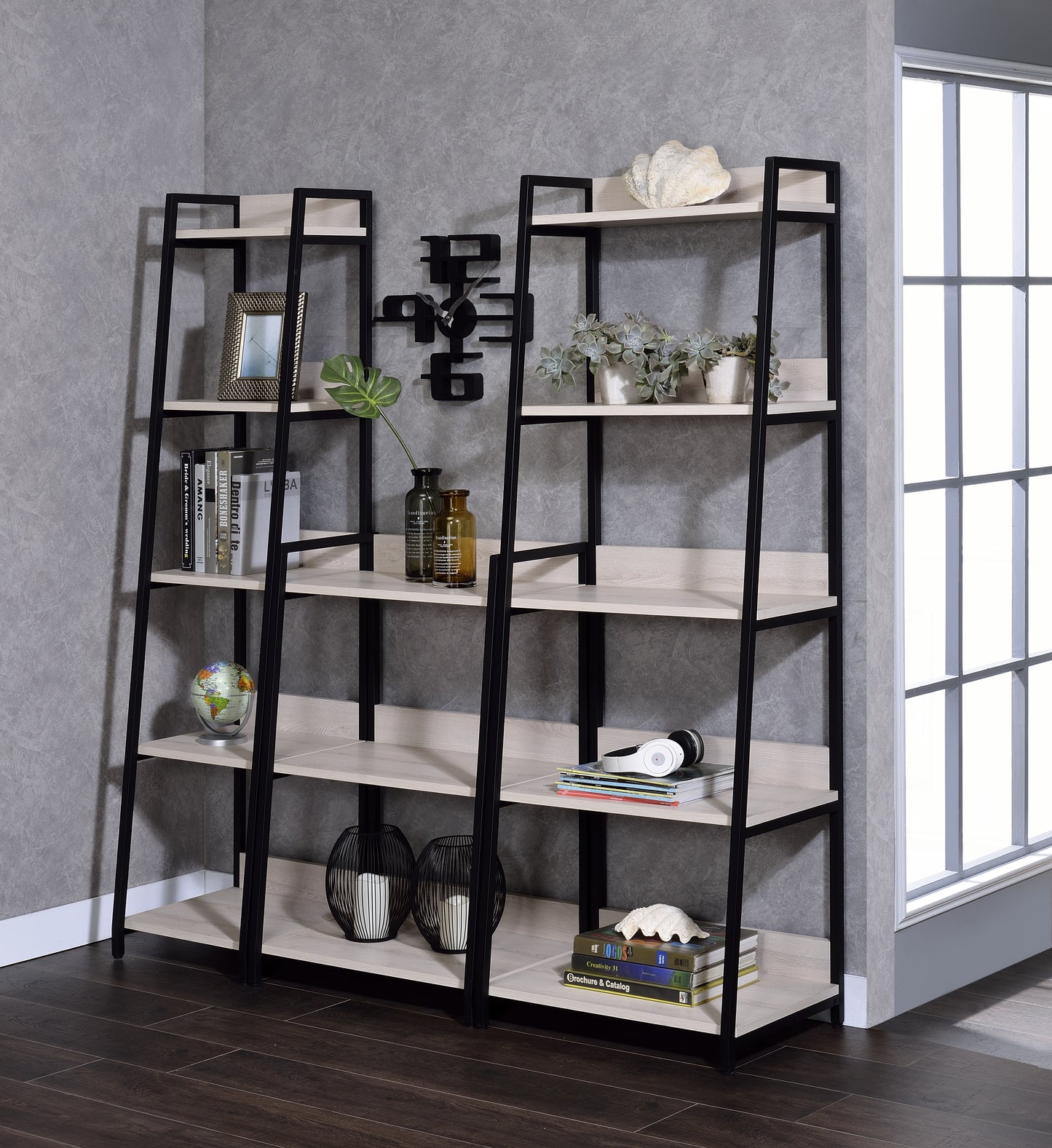 leonora bookshelf, natural & black finish