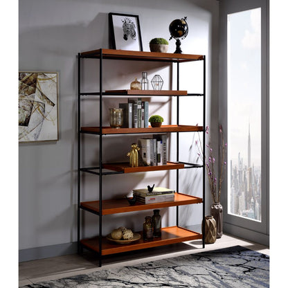 Javas Bookshelf, Honey Oak & Black Finish