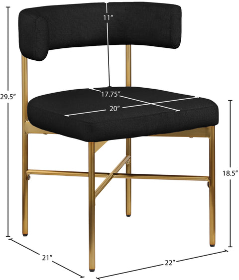 Florence Black Durable Linen Textured Fabric Dining Chair
