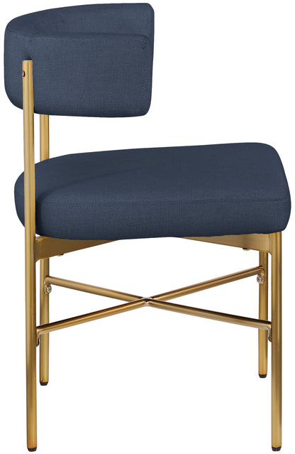 Eternal Deep Navy Durable Linen Textured Fabric Dining Chair C