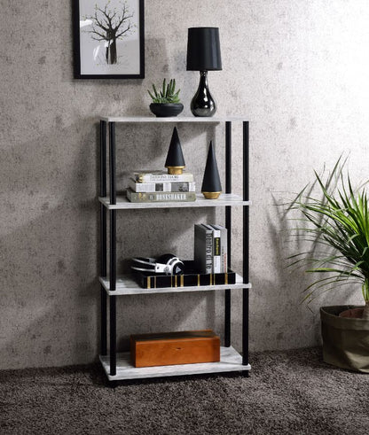 Levian Bookshelf, Antique White & Black Finish