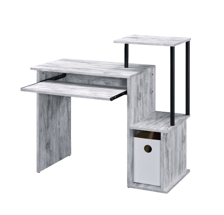 libby computer desk, antique white & black finish