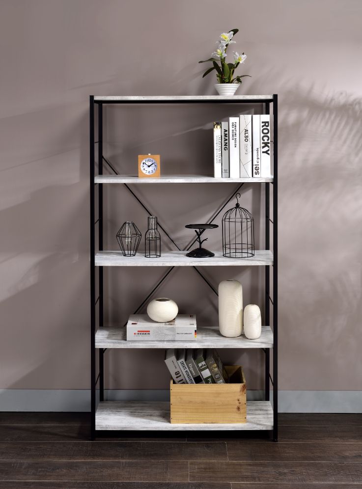 lide bookshelf, antique white & black finish