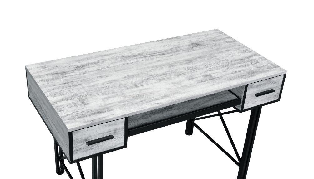 limbra computer desk, antique white & black finish