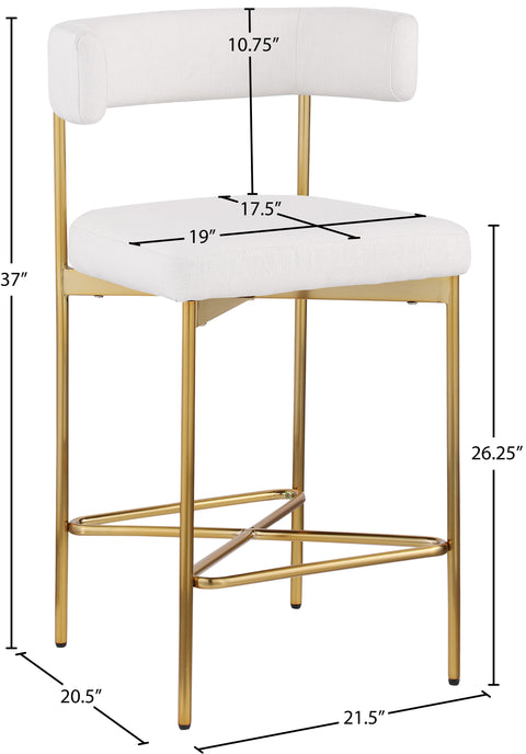 Florence Cream Durable Linen Textured Fabric Stool