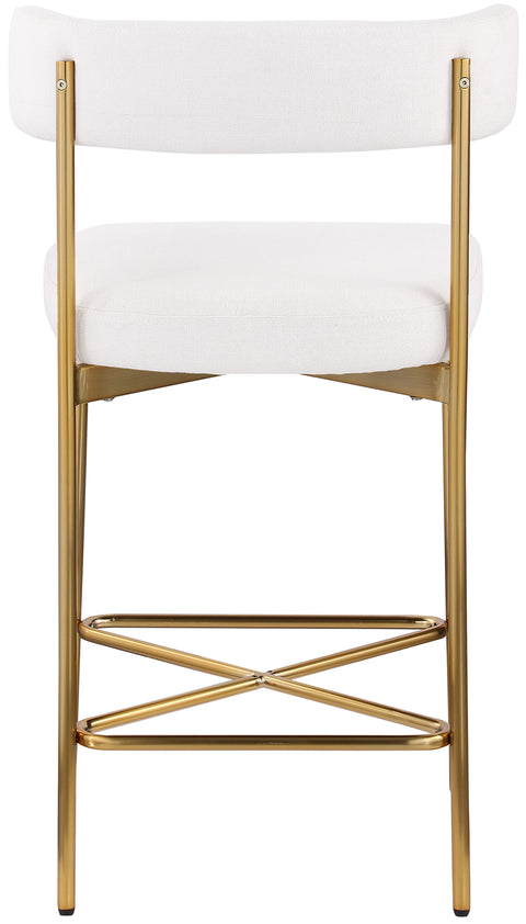 Florence Cream Durable Linen Textured Fabric Stool