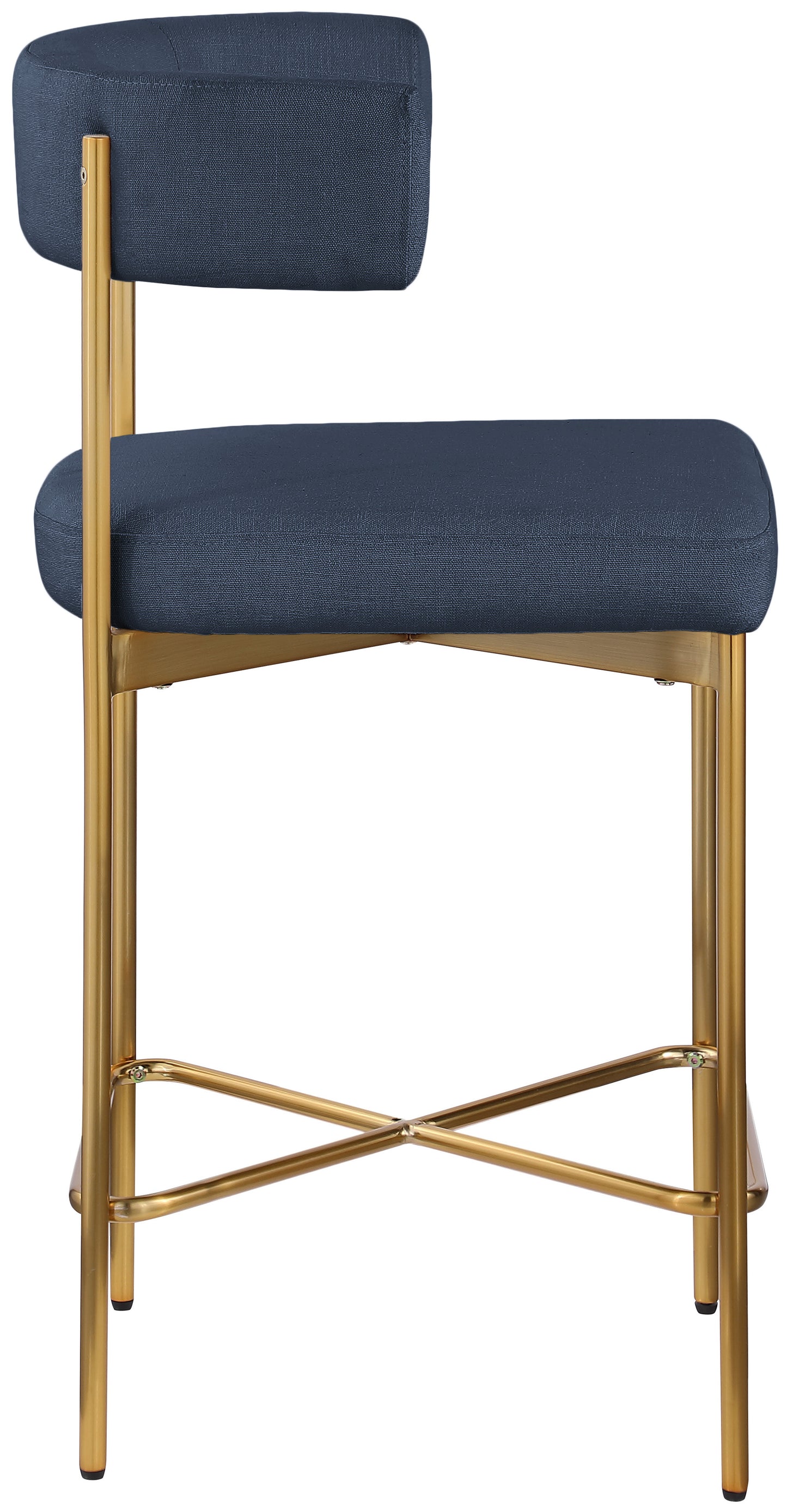 eternal deep navy durable linen textured fabric stool c