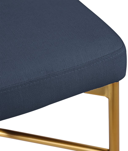 Eternal Deep Navy Durable Linen Textured Fabric Stool C