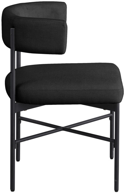 Eternal Black Durable Linen Textured Fabric Dining Chair C