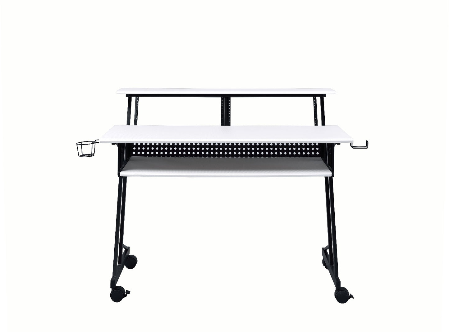 logan music recording studio desk, white & black finish