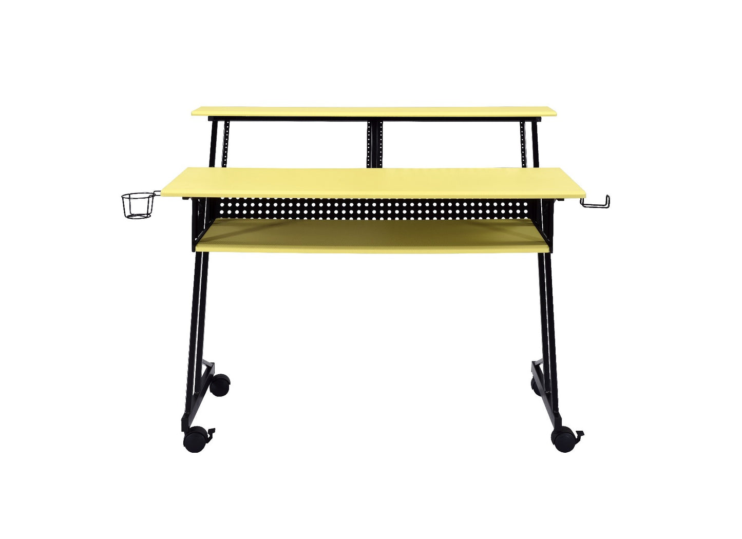 logan music recording studio desk, yellow & black finish