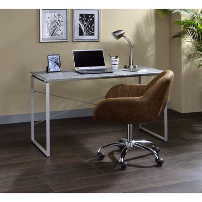 Garrison Writing Desk, Faux Concrete & Silver Finish