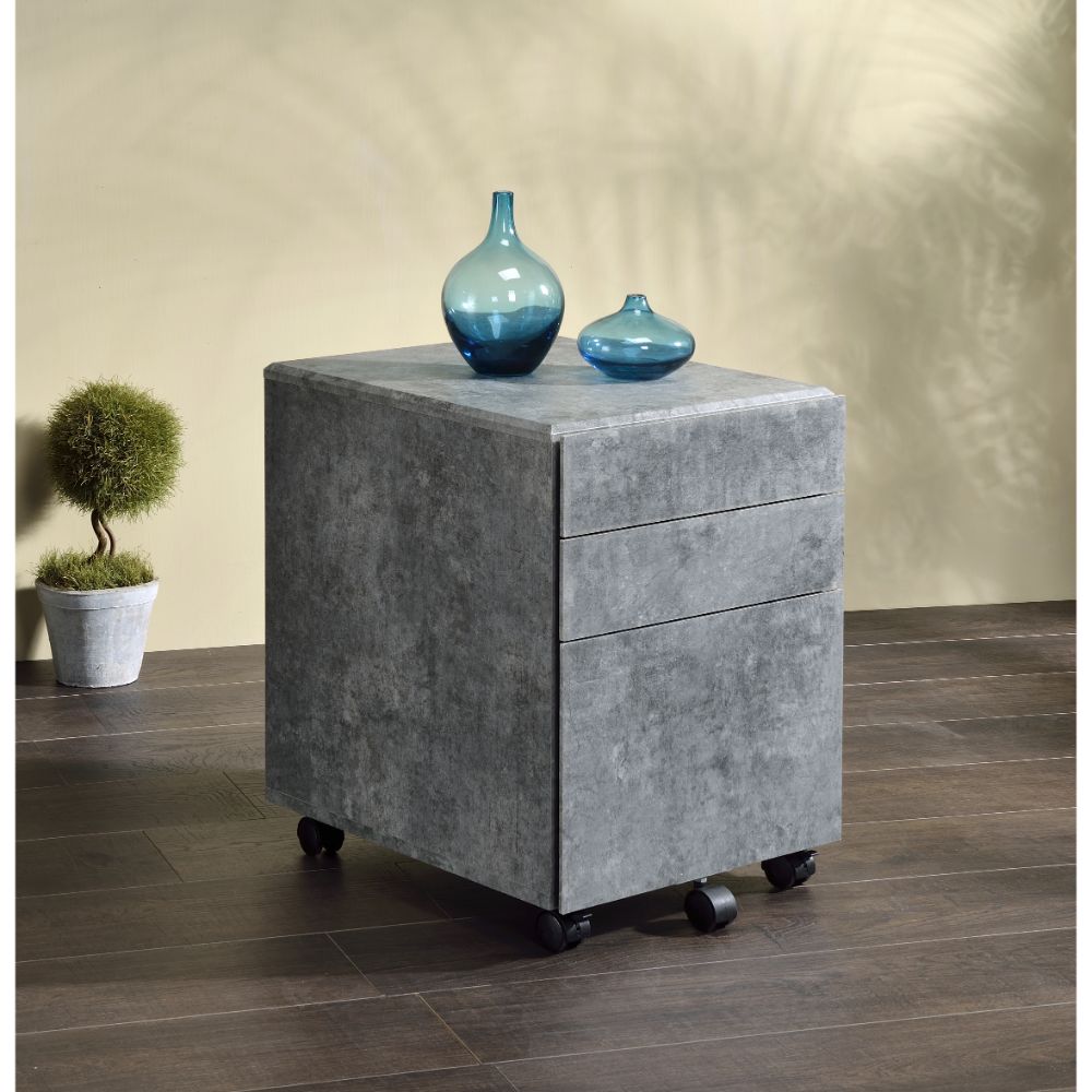 garrison file cabinet, faux concrete & silver finish