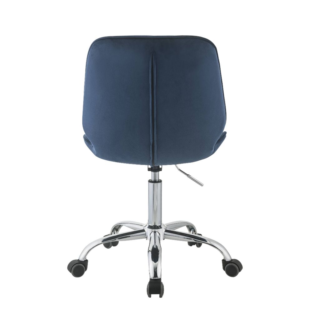 lolanda office chair, twilight blue velvet & chrome finish