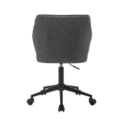 Loreen Office Chair, Vintage Gray Synthetic Leather & Black Finish