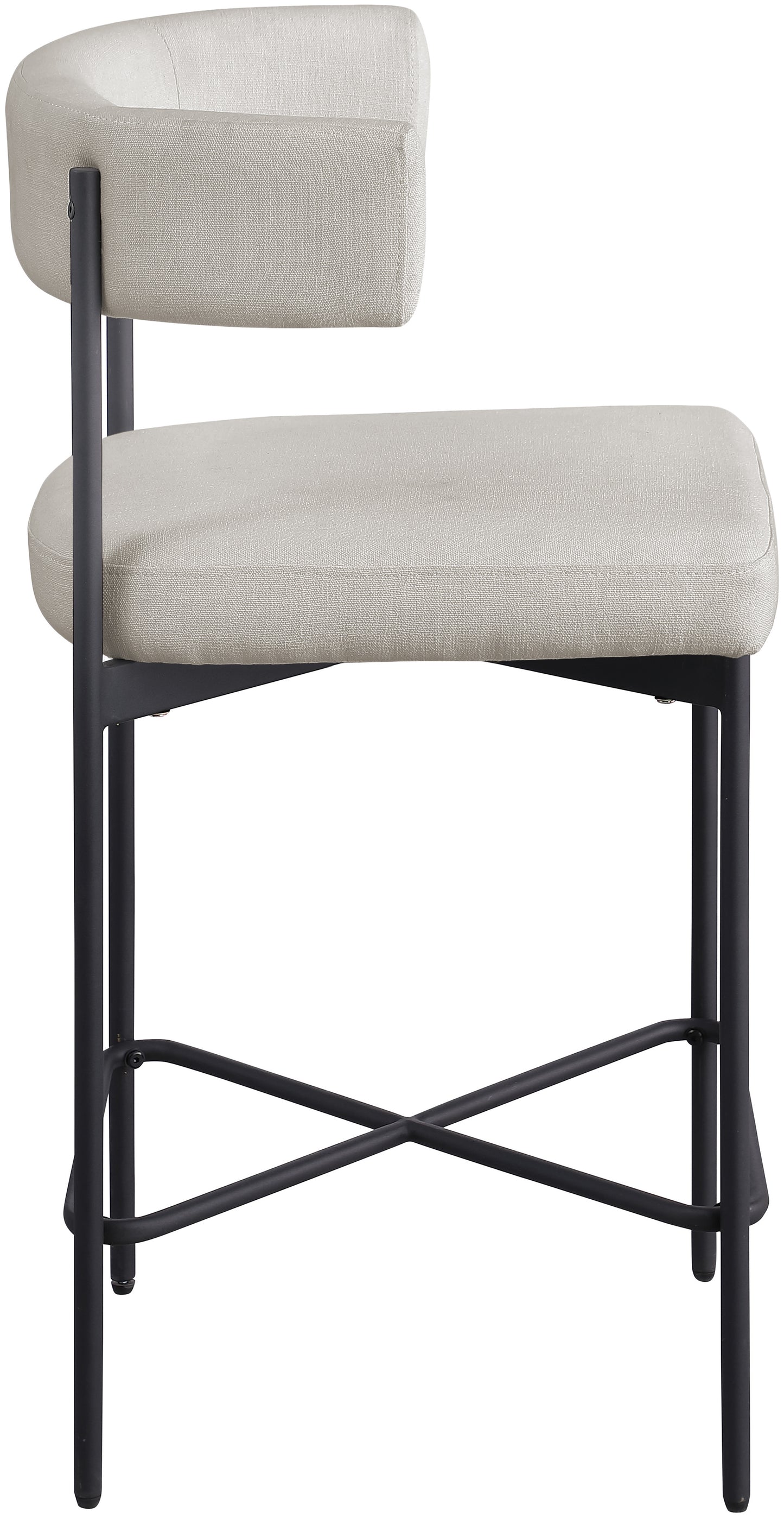 eternal beige durable linen textured fabric stool c