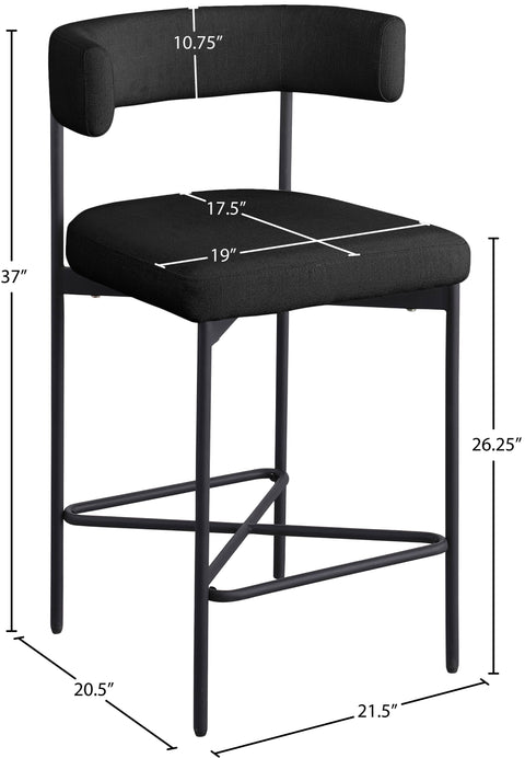 Alden Black Linen Textured Fabric Upholstered Counter Stool, 2-Piece (Style 2)