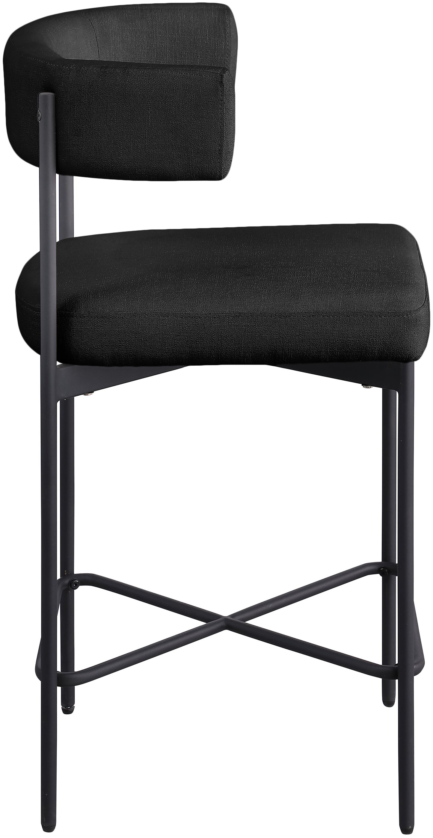 eternal black durable linen textured fabric stool c