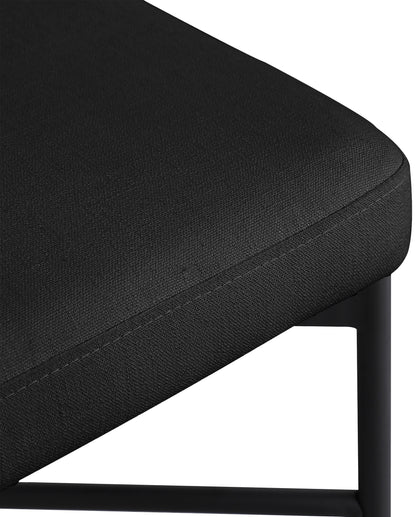 Eternal Black Durable Linen Textured Fabric Stool C