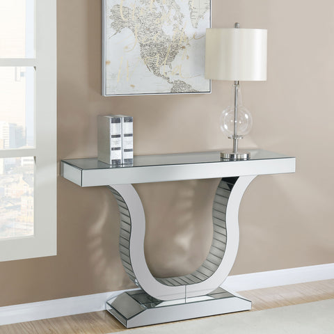 Esther U-shaped Mirrored Entryway Console Table SilverMirror