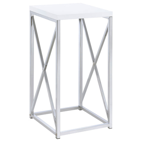Skylar Square Accent Side Table White High Gloss and ChromeWhite High Gloss