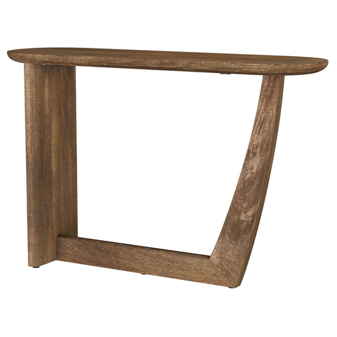 Adri Oval Solid Mango Wood Entryway Console Table BrownBrown